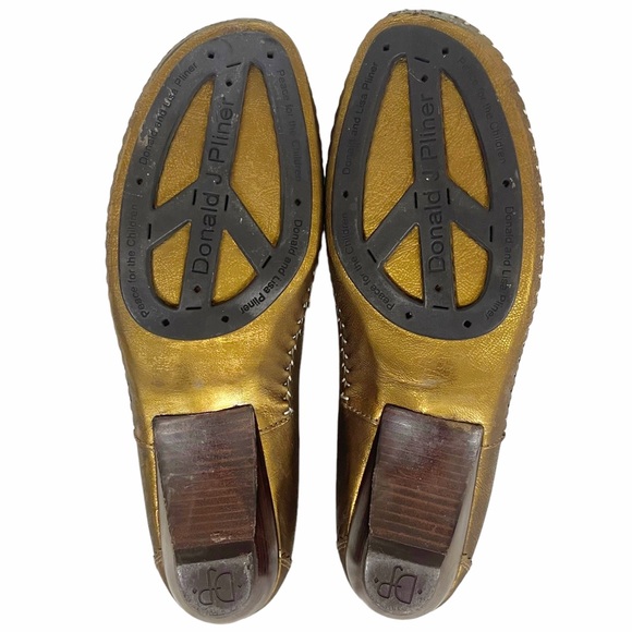 PETRA Donald J Pliner Bronze Metallic Leather Slip On Heeled Loafer - Picture 11 of 12